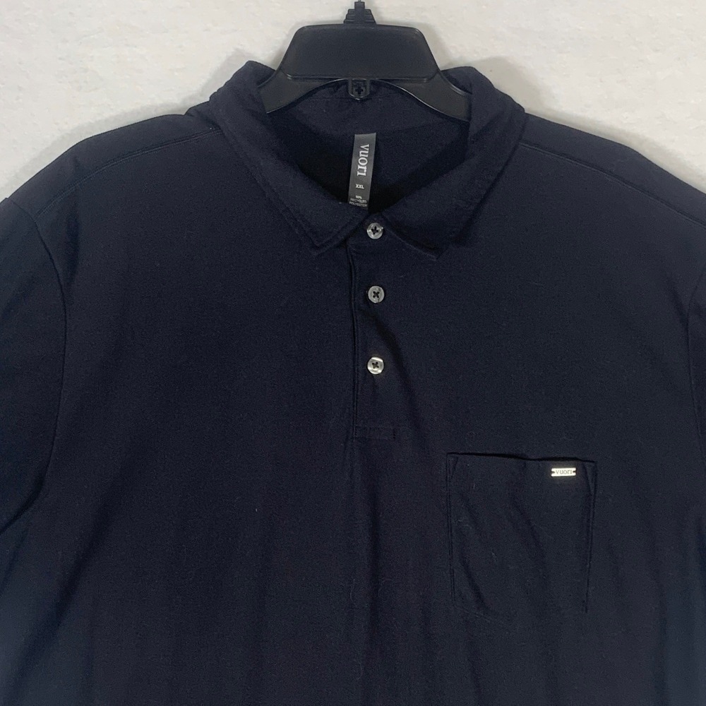 Vuori Ace Polo Shirt Mens XL Black Short Sleeve Polo Pocket Logo Athleisure - Picture 2 of 11